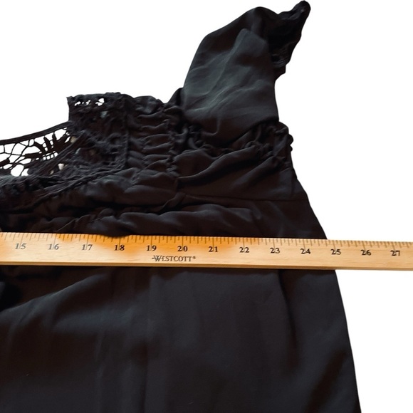 Heart Soul Plus Black Chiffon Mini-Shirred Sleeves-Embroidered Lace-Size 3X - Picture 6 of 11